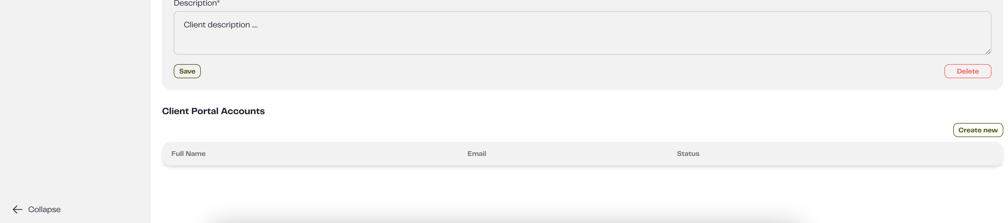 Client Accounts Section
